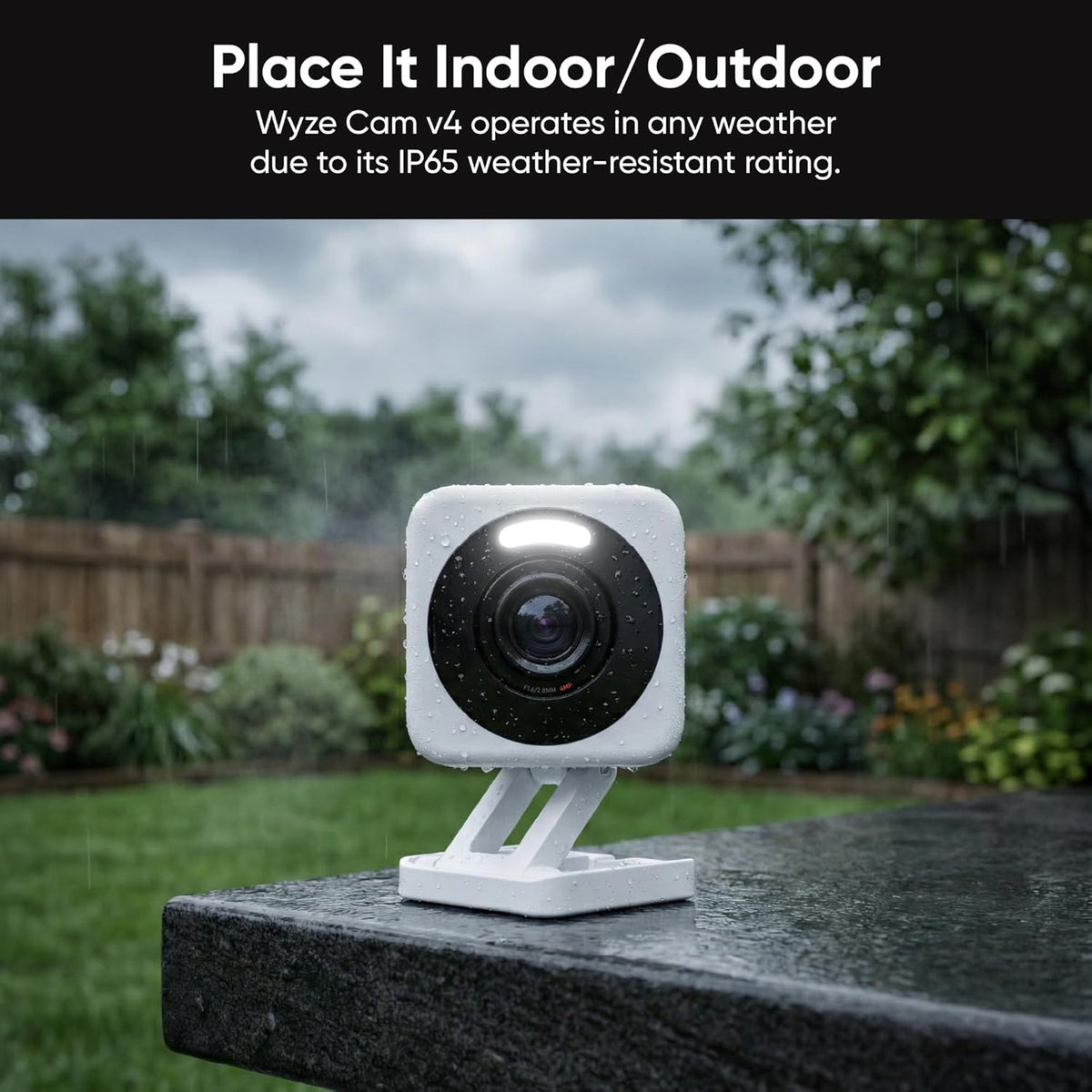 WYZE Cam v4 (Latest Model), 2.5K AI Security Camera, Indoor/Outdoor Cameras for Home Security, Baby Monitor & Pet Camera, Vibrant Color Night Vision, No Subscription Required