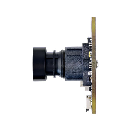 Side view of IMX415 camera module lens mounted on a circuit board